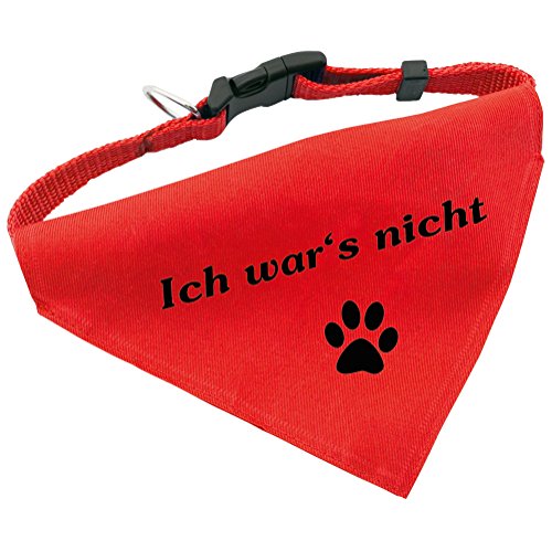 Hunde-Halsband mit Dreiecks-Tuch ICH WAR'S NICHT, längenverstellbar von 32 - 55 cm, aus Polyester, in rot Hunde-Halsband mit Dreiecks-Tuch ICH WAR'S NICHT, längenverstellbar von 32 - 55 cm, aus Polyester, in rot von Geschenke mit Namen