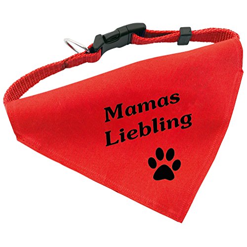 Hunde-Halsband mit Dreiecks-Tuch MAMAS LIEBLING, längenverstellbar von 32 - 55 cm, aus Polyester, in rot Hunde-Halsband mit Dreiecks-Tuch MAMAS LIEBLING, längenverstellbar von 32 - 55 cm, aus Polyester, in rot von Geschenke mit Namen