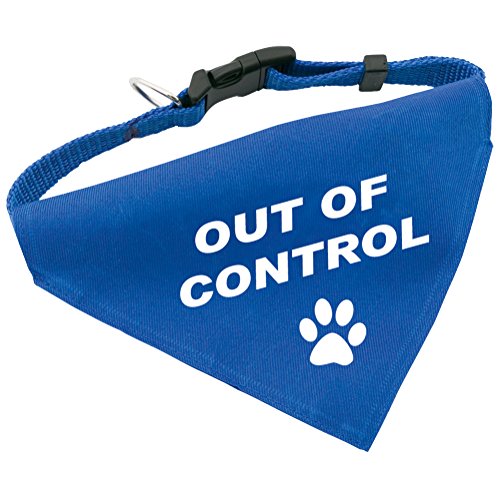 Hunde-Halsband mit Dreiecks-Tuch OUT OF CONTROL, längenverstellbar von 32 - 55 cm, aus Polyester, in blau Hunde-Halsband mit Dreiecks-Tuch OUT OF CONTROL, längenverstellbar von 32 - 55 cm, aus Polyester, in blau von Geschenke mit Namen
