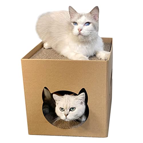 Gesuter Kratzbaumhaus für Katzen,Kratzbox für Hauskatzen - Katzenspielhaus mit Kratzpad, Katzenhauskratzer, Katzenkratzspielzeug für Katzen & Kätzchen von Gesuter