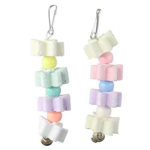 GetCoupon 2 Stück Vogel-Kauspielzeug, Mineralstein-Kauspielzeug mit Glocke, bunte hängende Kaublöcke GetCoupon 2 Stück Vogel-Kauspielzeug, Mineralstein-Kauspielzeug mit Glocke, bunte hängende Kaublöcke von GetCoupon