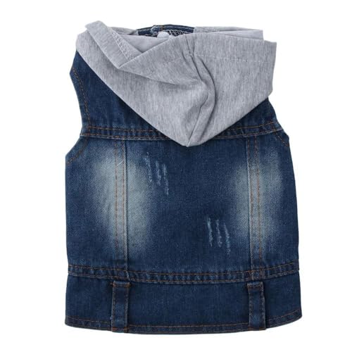 GetCoupon Blaue Retro-Hundebekleidung – Denim-Haustierweste und Jacke, kaltes Blau, klassischer Kapuzenpullover, kleine Hundebekleidung von GetCoupon