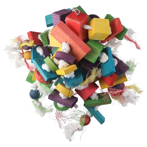 GetCoupon Kauspielzeug für Papageien, mehrfarbige Holzblöcke, reißendes Spielzeug, Vogelkäfig-Bissspielzeug, natürliches Holz-Kauspielzeug (1) von GetCoupon