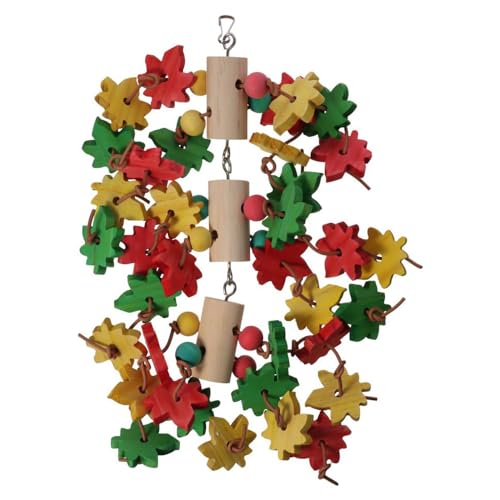 GetCoupon Kauspielzeug für Papageien, natürliches Holz-Kauspielzeug, mehrfarbiges Ahornblatt-Design für große Vögel von GetCoupon