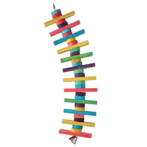 GetCoupon Vogel-Kauspielzeug, natürliche Holzblöcke mit Glocke, bunte Holzblöcke, Vogelkauspielzeug, hängende Holzkaublöcke von GetCoupon