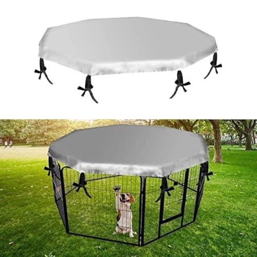 8-Panel Hunde-Laufgitter-Abdeckung, Laufgitterabdeckung, Sonnen- und Regenschutz für Haustiere für drinnen und draußen, Schwarz (Silber) von Getdoublerich
