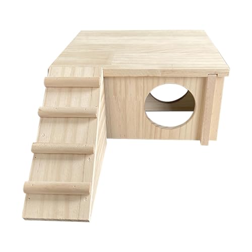 Geteawily Hamsterversteck, Landschaftsbauspielzeug mit Kletterleiter | Holzkäfigspielzeug,Tierisches Wohnhaus aus mit Kletterleiter für Zwerghamster, Rennmäuse von Geteawily