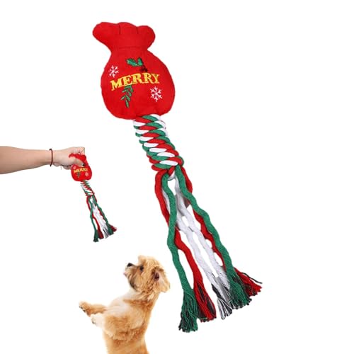 Geteawily Hundeplüschtier, Weihnachts-Schneemann-Seil-Welpenspielzeug, Bissfestes, Langeweile linderndes, interaktives Seil-Welpen-Plüschspielzeug für das Hundetraining, Kauen und Spielen von Geteawily