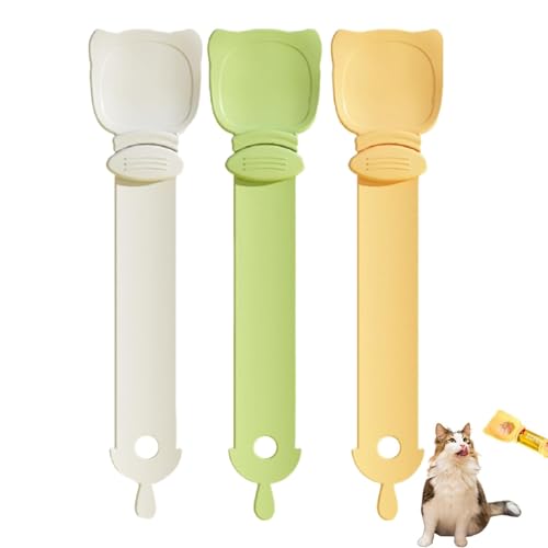 Geteawily Katzenfutterlöffel, Quetschlöffel für Katzenstreifenfutter - Squeeze Scoop für Haustierfütterung | Ableckbarer, aufhängbarer Löffel für flüssige Snacks, arbeitssparender Futte Pender, von Geteawily