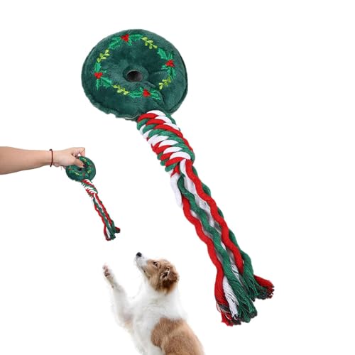 Geteawily Plüsch-Hundespielzeug - Kauspielzeug für Welpen i Weihnachtsstil | Haustier-Zahnreinigungsspielzeug, interaktives Plüsch-Kauspielzeug aus Seil für kleine und mittelgroße Hunde von Geteawily