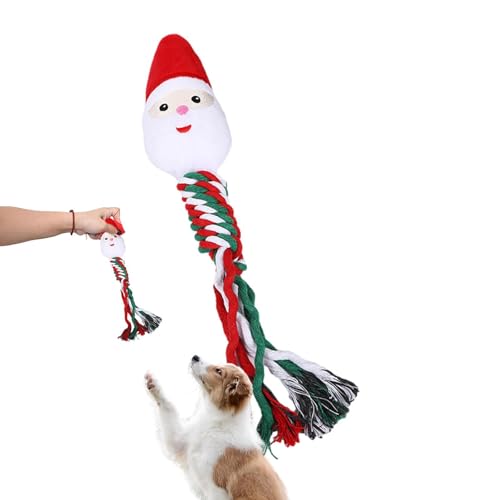 Geteawily Plüsch-Hundespielzeug - Weihnachtsthema-Welpen-Plüschspielzeug | Haustier-Zahnreinigungsspielzeug, interaktives Plüsch-Kauspielzeug aus Seil für kleine und mittelgroße Hunde von Geteawily