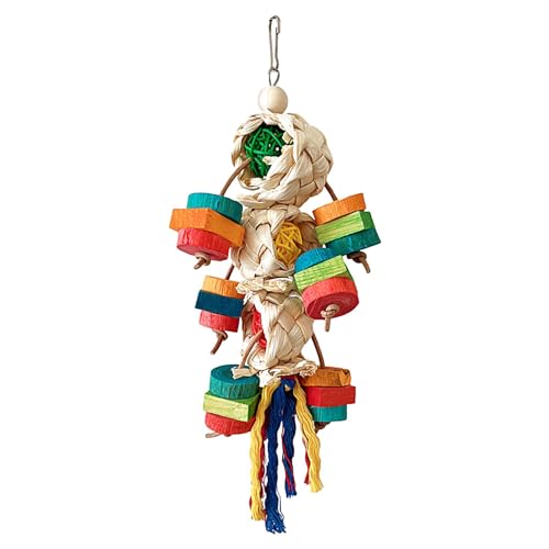 Geteawily Vogel-Kauspielzeug, Kauspielzeug für Papageien - Natürliches, buntes Kauspielzeug aus für Kakadus,Hängendes Sittichspielzeug, dekoratives multifunktionales Entspannungsspielzeug für von Geteawily