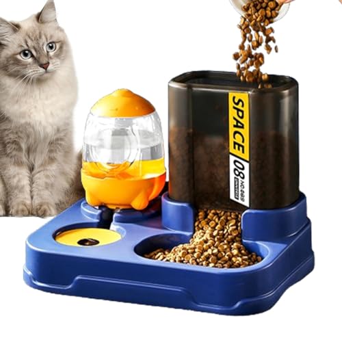 Geteawily Wasser- und Futterspender für Haustiere, automatischer Katzenfutterautomat - Abnehmbarer automatischer Wasserfutterspender für Katzen | Haustierhalsschutz-Schwerkraft-Futterspender für von Geteawily