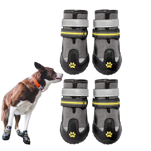 Hundeschuhe für heißes Pflaster | Hundepfotenschützer | Set mit 4 Welpenschuhen, reflektierend, verstellbar, rutschfeste Sohle, für sommerlich heiße Straßen, regnerisches Wetter, verschneite Geteawily von Geteawily