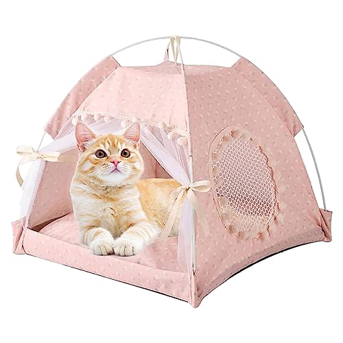 Katzenbett Haus Zelt - Zelt Prinzessin Schlafhaus Zwinger - Halbgeschlossenes Design Haustier Schlafzubehör für Katzen, Hunde und andere Kleintiere Geteawily Katzenbett Haus Zelt - Zelt Prinzessin Schlafhaus Zwinger - Halbgeschlossenes Design Haustier Schlafzubehör für Katzen, Hunde und andere Kleintiere Geteawily von Geteawily