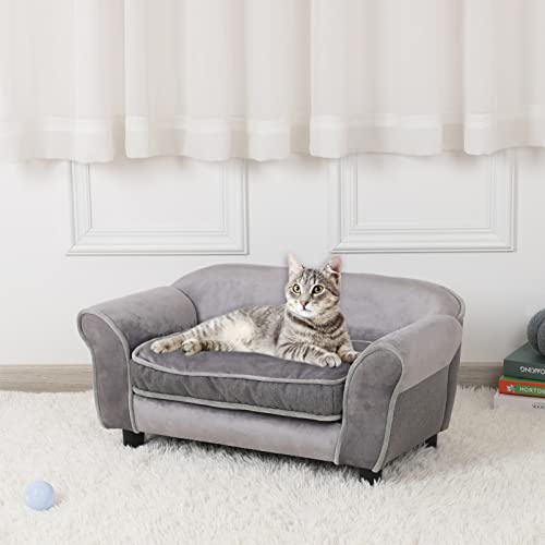 Getifun Kleines Hundesofa, Samt, Katzencouch mit waschbarem Kissen und Kunststoffbeinen, 73,7 x 40,6 x 32,3 cm, Grau Getifun Kleines Hundesofa, Samt, Katzencouch mit waschbarem Kissen und Kunststoffbeinen, 73,7 x 40,6 x 32,3 cm, Grau von Getifun