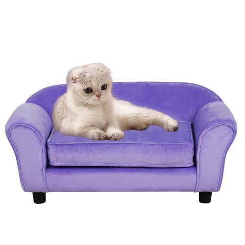Getifun Kleines Hundesofa, Samt, Katzencouch mit waschbarem Kissen und Kunststoffbeinen, 73,7 x 40,6 x 32,3 cm, Violett Getifun Kleines Hundesofa, Samt, Katzencouch mit waschbarem Kissen und Kunststoffbeinen, 73,7 x 40,6 x 32,3 cm, Violett von Getifun