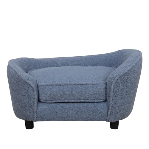 Getifun Haustier-Sofa, Bett, Samt, Haustier-Couch-Stuhl mit abnehmbarem und waschbarem Kissen für kleine Hunde und Katzen, Blau von Getifun