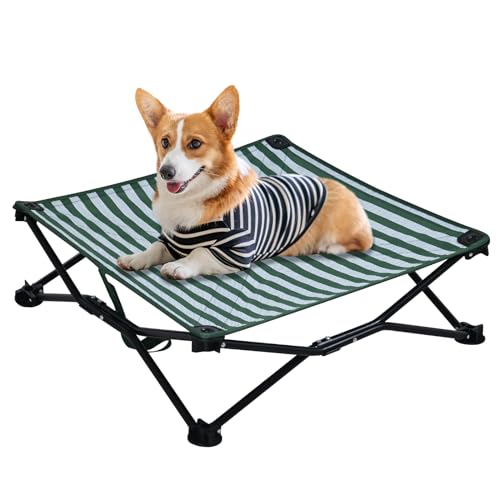 Kühlendes erhöhtes Hundebett, tragbar, Grün + Weiß, Größe M Kühlendes erhöhtes Hundebett, tragbar, Grün + Weiß, Größe M von Getifun