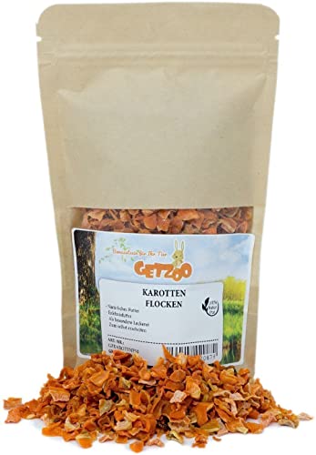 Getzoo Premium Karottenflocken 50g | Natürlicher, Vitaminreicher Snack für Nagetiere | Ballaststoffreich & Gesund | Ideal für Kaninchen, Meerschweinchen, Hamster von Getzoo