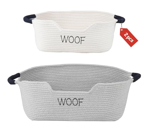Geyecete 2er Set Hundspielzeug Aufbewahrungskorb,Baumwollseil Weave Korb für Hund Katze Spielzeug,Hundspielzeug Bin mit Griffen,Welpen Spielzeug Zubehör Aufbewahrungsbehälter,Welpen Bett-Beige/Grau Geyecete 2er Set Hundspielzeug Aufbewahrungskorb,Baumwollseil Weave Korb für Hund Katze Spielzeug,Hundspielzeug Bin mit Griffen,Welpen Spielzeug Zubehör Aufbewahrungsbehälter,Welpen Bett-Beige/Grau von Geyecete