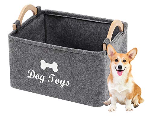 Geyecete Filz Aufbewahrungsbox für Hundespielzeug,Organizer mit Holzgriff, Rechteck Aufbewahrungskorb für Haustiere de Spielzeug/zubehör/Kleidung,Spielzeugkiste ohne Deckel-38X25X18cm-Grau Geyecete Filz Aufbewahrungsbox für Hundespielzeug,Organizer mit Holzgriff, Rechteck Aufbewahrungskorb für Haustiere de Spielzeug/zubehör/Kleidung,Spielzeugkiste ohne Deckel-38X25X18cm-Grau von Geyecete