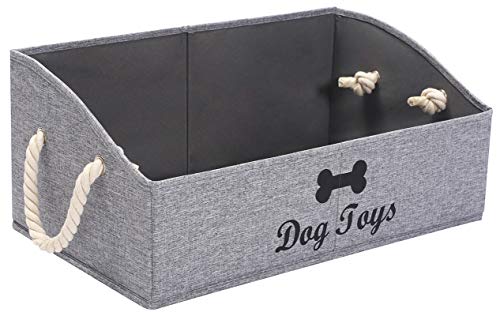 Geyecete- Aufbewahrungsboxen für Hundespielzeug, trapezförmig,Faltbar Aufbewahrungskorb mit Baumwollseilgriff, Aufbewahrung Haustier Bekleidung Zubehör Spielzeug und Leckereien-Schneeflocke Grau von Geyecete