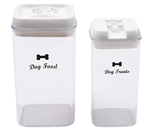 Geyecete - Aufbewahrungsdose für Hundefutter und Leckerlis, transparenter Kunststoff, Vorratsdose für Hundefutter und Hundeleckerlis, 2er Set Futtertonne 4.5L von Geyecete