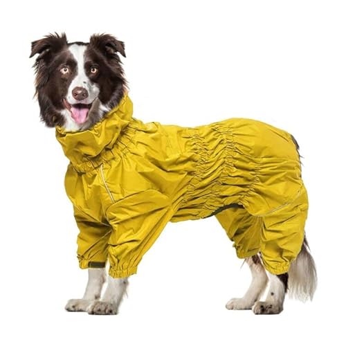 Geyecete -Regenmantel für hunde mit vier Beinen,Hunde Regenjacken Hosenanzug mit Geschirr loch, reflektierender vollwickel elastisch wasserdicht mantel fur Groß mittel und klein hunde -Gelb-S von Geyecete