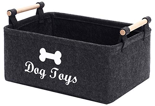 Geyecete-Filz Aufbewahrungsbox für Hundespielzeug,Organizer mit Holzgriff, Aufbewahrungskorb für haustierbedarf, Spielzeugbehälter für Hunde,Aufbewahrungsbox ohne Deckel-38X25X 15cm-Dunkel Grau Geyecete-Filz Aufbewahrungsbox für Hundespielzeug,Organizer mit Holzgriff, Aufbewahrungskorb für haustierbedarf, Spielzeugbehälter für Hunde,Aufbewahrungsbox ohne Deckel-38X25X 15cm-Dunkel Grau von Geyecete
