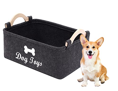 Geyecete Filz Aufbewahrungsbox für Hundespielzeug,Organizer mit Holzgriff, Rechteck Aufbewahrungskorb für haustiere de Spielzeug/zubehör/Kleidung,Spielzeugkiste ohne Deckel-38X25X18cm-Dunkelgrau Geyecete Filz Aufbewahrungsbox für Hundespielzeug,Organizer mit Holzgriff, Rechteck Aufbewahrungskorb für haustiere de Spielzeug/zubehör/Kleidung,Spielzeugkiste ohne Deckel-38X25X18cm-Dunkelgrau von Geyecete