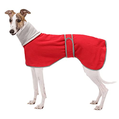 Geyecete Fleece Hundemantel Pullover Windhunde,Whippet winterjacken ,Verstellbaren Hundeweste,kleidung für Windhunde/Lurcher/Whippet-Rot-M von Geyecete