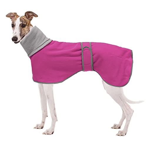 Geyecete Fleece Hundemantel Pullover für Windhunde,Whippet winterjacken Rollkragen Warmes Verstellbaren Winterpullover für hunde, kleidung Speziell für Greyhounds Lurcher und Whippets-Rosa-XS von Geyecete