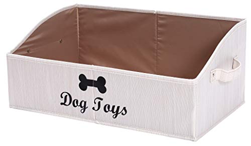 Geyecete - Große Aufbewahrungsbox für Hundespielzeug,Faltbare Trapezförmige Aufbewahrungskorb mit Griff,MDF Aufbewahrungsbox für hundespielzeug und Hundekleidung-Bambu Beige von Geyecete
