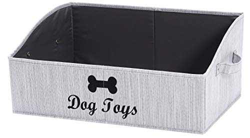 Geyecete - Große Aufbewahrungsbox für Hundespielzeug,Faltbare Trapezförmige Aufbewahrungskorb mit Griff,MDF Aufbewahrungsbox für hundespielzeug und Hundekleidung-Bambu Grau von Geyecete