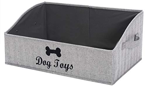 Geyecete - Große Aufbewahrungsbox für Hundespielzeug,Faltbare Trapezförmige Aufbewahrungskorb mit Griff,MDF Aufbewahrungsbox für hundespielzeug und Hundekleidung-Gestreifte Grau von Geyecete