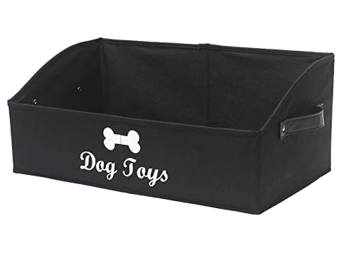 Geyecete - Große Aufbewahrungsbox für Hundespielzeug,Faltbare Trapezförmige Aufbewahrungskorb mit Griff,MDF Aufbewahrungsbox für hundespielzeug und Hundekleidung-Schwarz von Geyecete