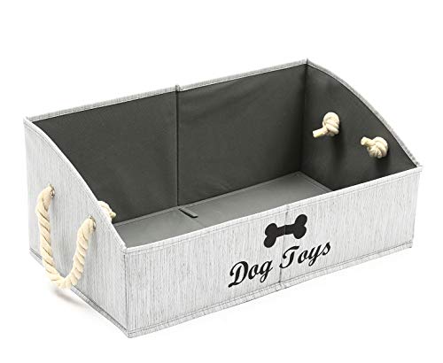 Geyecete- Aufbewahrungsboxen für Hundespielzeug, trapezförmig,Faltbar Aufbewahrungskorb mit Baumwollseilgriff, zur Aufbewahrung Haustier Bekleidung Zubehör Spielzeug und Leckereien-Bambu Grau von Geyecete