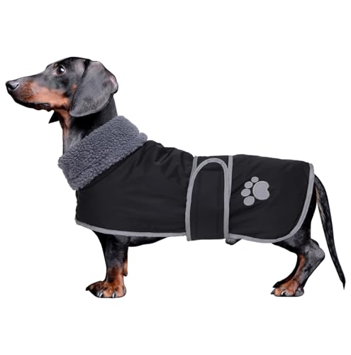 Geyecete-Hunde Wintermantel fur Dackel,Hundejacken mit plüschfutter und Kabelbaumloch,Wasserdichter Winddicht, reflektierend Outdoor Hundekleidung fur mittel und Kleiner Dackel Hund-schwarz-S Geyecete-Hunde Wintermantel fur Dackel,Hundejacken mit plüschfutter und Kabelbaumloch,Wasserdichter Winddicht, reflektierend Outdoor Hundekleidung fur mittel und Kleiner Dackel Hund-schwarz-S von Geyecete