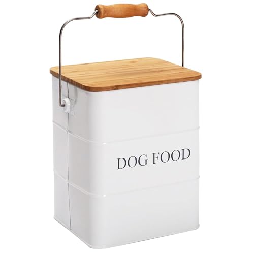 Geyecete Hundefutter Aufbewahrung-Hundefutter Aufbewahrungsbox-6L Vorratsbehälter Tierfutter-Vintage Metall Aufbewahrungsbox für Hundefutter-mit Holzdeckel/Griff-Weiß Geyecete Hundefutter Aufbewahrung-Hundefutter Aufbewahrungsbox-6L Vorratsbehälter Tierfutter-Vintage Metall Aufbewahrungsbox für Hundefutter-mit Holzdeckel/Griff-Weiß von Geyecete
