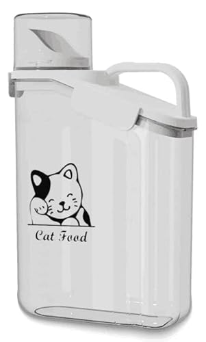 Geyecete Katzenfutter Aufbewahrung,2800ML Luftdicht Katzenfutter Box,Futterbehälter mit Messbecher,Klarer Kunststoff Futtertone,Portable Futterbehälter für Hunde/Katze-BPA Free von Geyecete