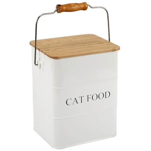 Geyecete Katzenfutter Aufbewahrung-Katzenfutter Aufbewahrungsbox-6L Vorratsbehälter Tierfutter-Vintage Metall Aufbewahrungsbox für Katzenfutter-mit Holzdeckel/Griff-Weiß Geyecete Katzenfutter Aufbewahrung-Katzenfutter Aufbewahrungsbox-6L Vorratsbehälter Tierfutter-Vintage Metall Aufbewahrungsbox für Katzenfutter-mit Holzdeckel/Griff-Weiß von Geyecete