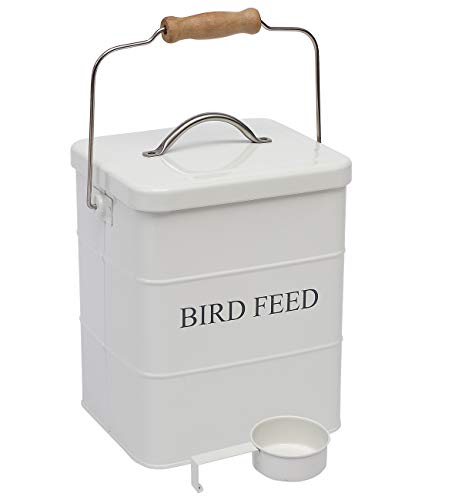 Geyecete Vorratsbehälter für Vogelfutter, Futtertonnen für Trockenfutter Mit Griff, luftdichter Behälter für Tierfutter-2.5kg Kapazität-Weiß von Geyecete