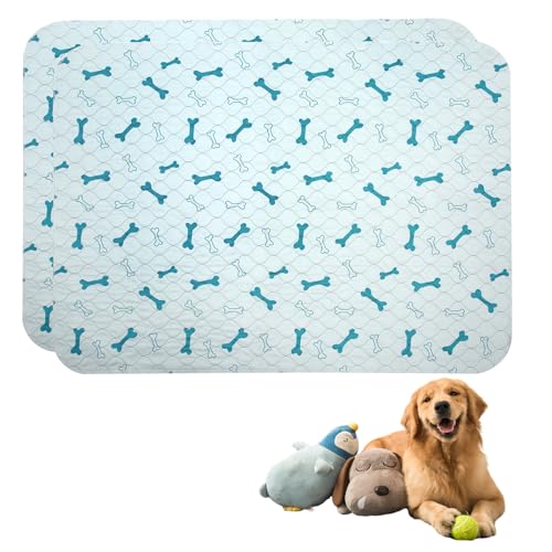 Geyecete Waschbare Welpen Unterlagen,2 Stück 60 * 90cm Haustier-Urinunterlage Wiederverwendbare,PIPI matten für Hunde,Absorbierend Puppy Pads für Hunde,Katzen,Meerschweinchen-Blau von Geyecete