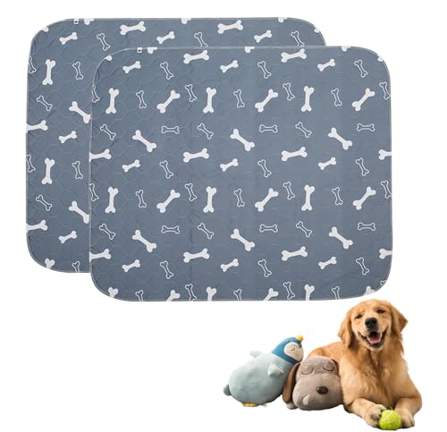Geyecete Waschbare Welpen Unterlagen,2 Stück 60 * 90cm Haustier-Urinunterlage Wiederverwendbare,PIPI matten für Hunde,Absorbierend Puppy Pads für Hunde,Katzen,Meerschweinchen-Grau von Geyecete