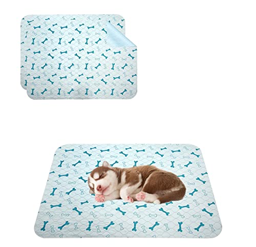 Geyecete Waschbare Welpenunterlagen(2 Stück), Saugfähig Puppy Pads hundeunterlagen, Hygieneunterlagen trainingsunterlagen für hunde Wiederverwendbare mit rutschfester Boden-Blau-S von Geyecete
