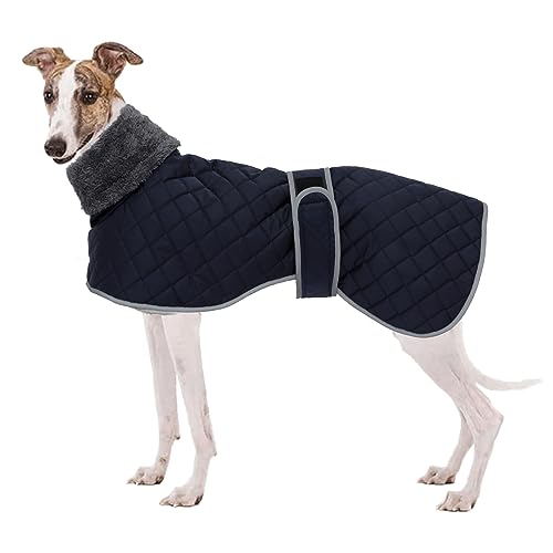 Geyecete Winter Windhunde Mantel,Warm Hundejacke mit Fleecefutter,wasserdicht,Winddicht,Verstellbarer,Hunde Pullover fur Wandern,Klettern,für Windhunde/Whippet/Lurcher-Blau-XS von Geyecete