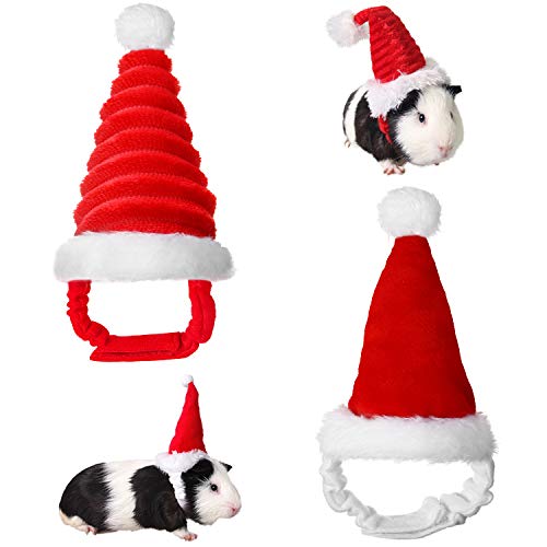 2 Stück Meeresmütze Weihnachtsmütze Welpe Kätzchen Kaninchen Weihnachtsmann Kappe mit verstellbarem Gummiband Hamster Weihnachtsmütze Zubehör für Kleintiere Weihnachten Party Dekor von Geyoga