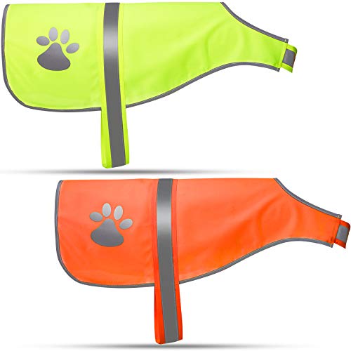 Geyoga 2 Stück reflektierende Hundeweste, verstellbare Hunde-Sicherheitsweste, Haustier, Hund, hohe Sichtbarkeit, Bekleidung für Outdoor-Aktivitäten wie Spazierengehen, Orange, fluoreszierendes Gelb) von Geyoga