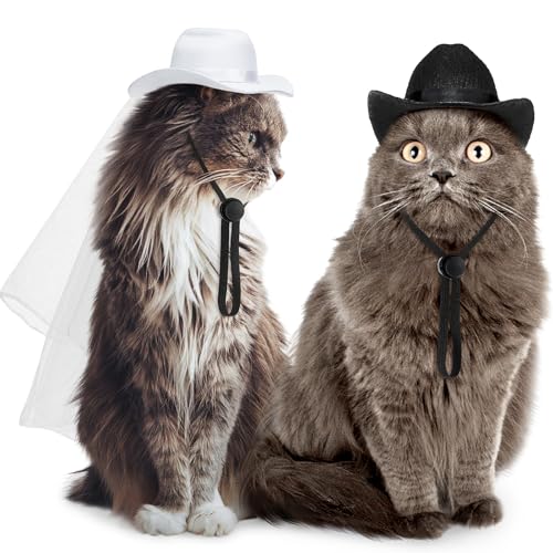 Geyoga Cowboyhut für Haustiere, Braut und Bräutigam, Cowboyhut mit Schleier, Katze, Hund, Hochzeits-Outfit, Schleierkleid, Kopfbedeckung, Western-Cosplay, Zubehör für Welpen, Kätzchen, Party, Alltag, Geyoga Cowboyhut für Haustiere, Braut und Bräutigam, Cowboyhut mit Schleier, Katze, Hund, Hochzeits-Outfit, Schleierkleid, Kopfbedeckung, Western-Cosplay, Zubehör für Welpen, Kätzchen, Party, Alltag, von Geyoga